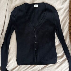 Women's Black V-Neck Cardigan Sweater